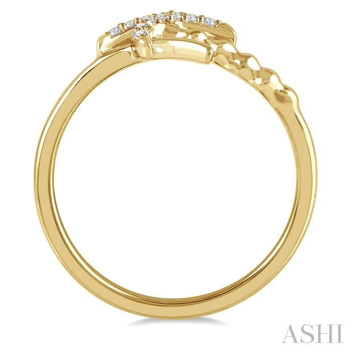 1/10 Ctw Palm Tree Round Cut Bead Bijoux Diamond Petite Fashion Ring in 10K Yellow Gold