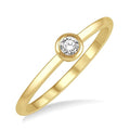 1/10 Ctw Bezel Set Round Cut Diamond Petite Fashion Ring in 14K Yellow Gold