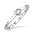 1/10 Ctw Bezel Set Round Cut Diamond Petite Fashion Ring in 10K White Gold