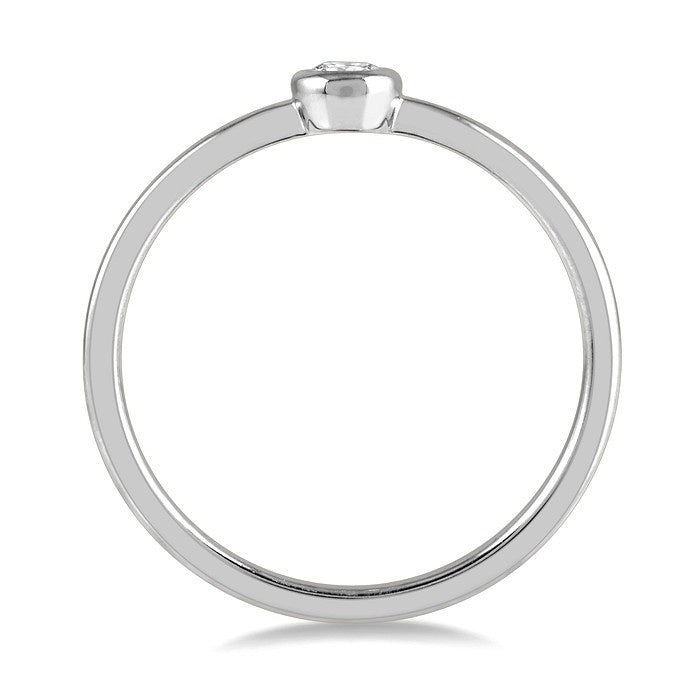 1/10 Ctw Bezel Set Round Cut Diamond Petite Fashion Ring in 10K White Gold