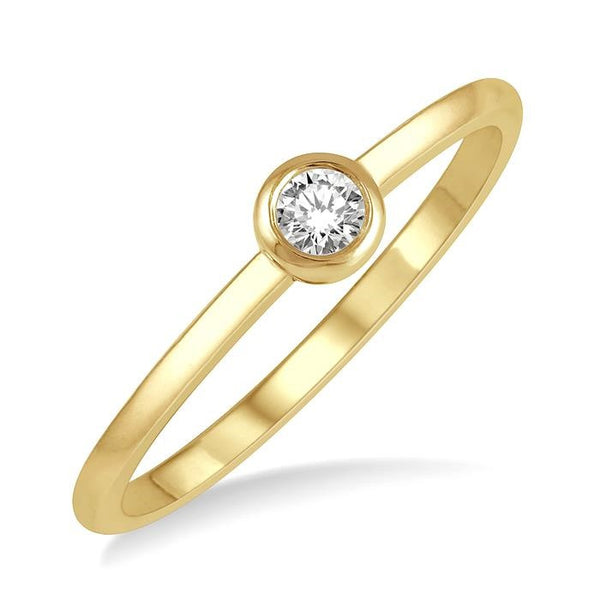1/10 Ctw Bezel Set Round Cut Diamond Petite Fashion Ring in 10K Yellow Gold