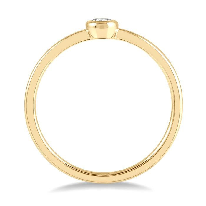1/10 Ctw Bezel Set Round Cut Diamond Petite Fashion Ring in 10K Yellow Gold