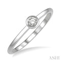 1/10 Ctw Bezel Set Round Cut Diamond Petite Fashion Ring in 10K White Gold