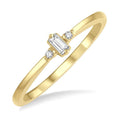 1/20 Ctw Lightweight Baguette and Round Cut Diamond Petite Ring in 10K Yellow Gold