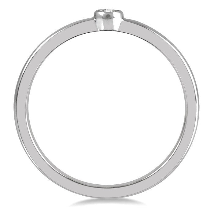 1/20 Ctw Lightweight Bezel Set Round Cut Diamond Petite Ring in 10K White Gold