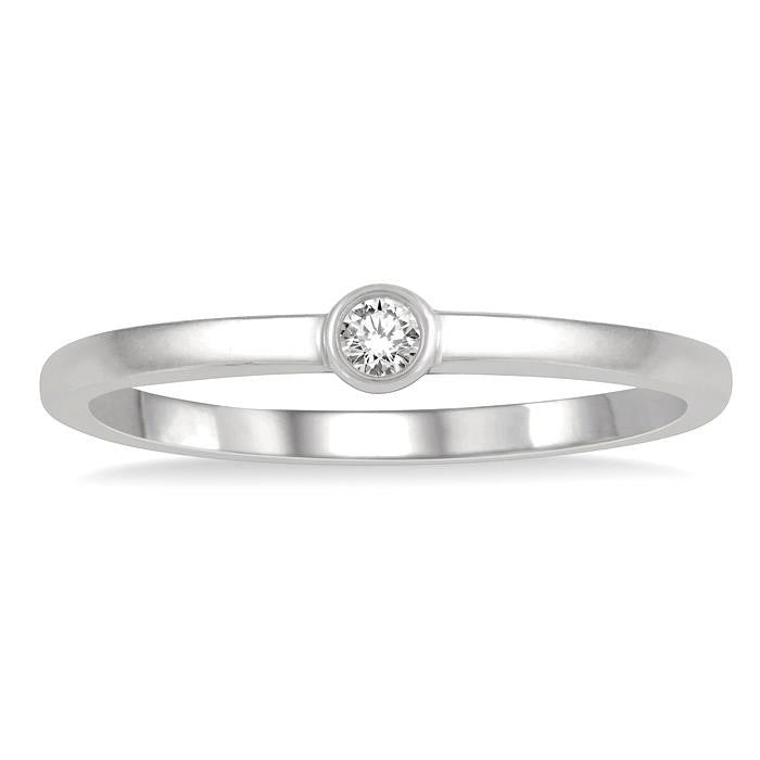 Stackable Bezel Set Petite Diamond Fashion Promise Ring