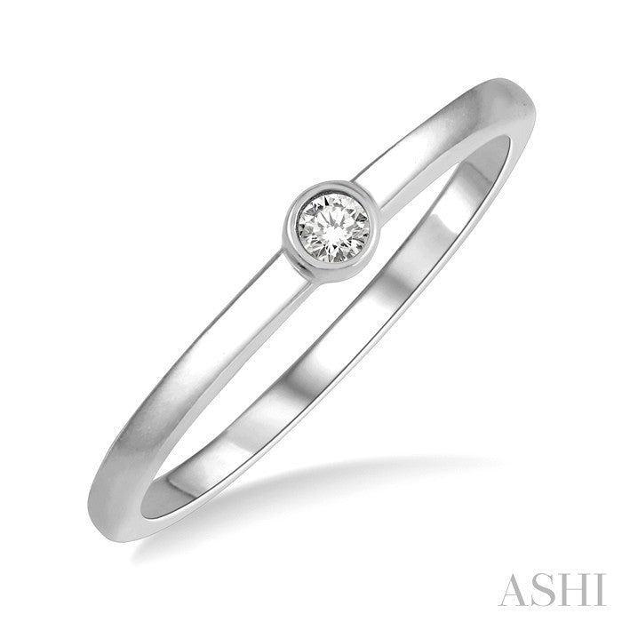 1/20 Ctw Lightweight Bezel Set Round Cut Diamond Petite Ring in 10K White Gold