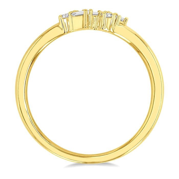 1/8 Ctw Scatter Baguette and Round Cut Diamond Petite Fashion Ring in 14K Yellow Gold