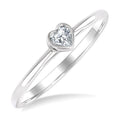 1/6 Ctw Petite Bezel Set Heart Shape Diamond Fashion Ring in 10K White Gold