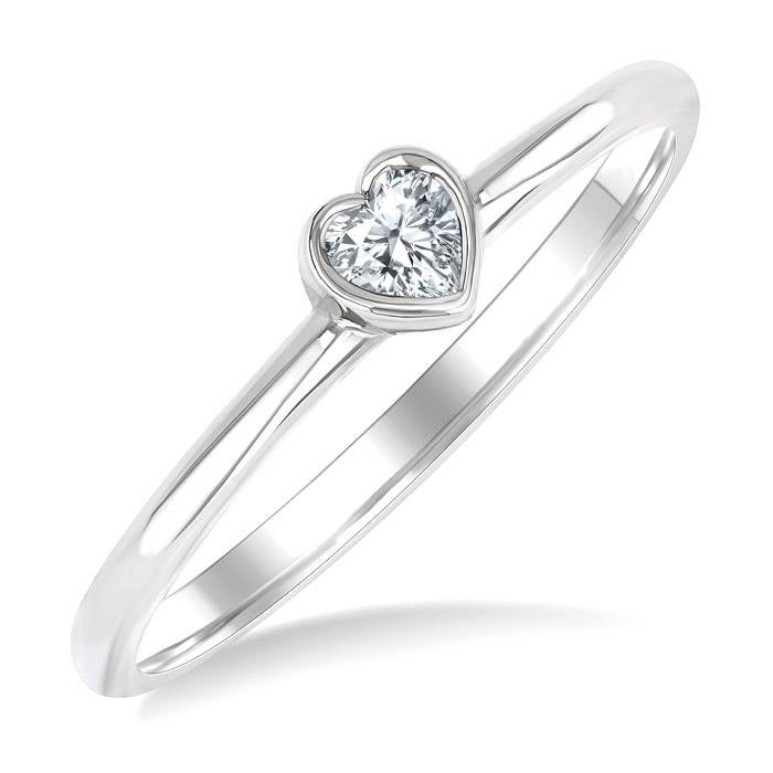 Heart Shape Bezel Set Petite Diamond Fashion Ring