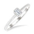 1/6 Ctw Petite Bezel Set Emerald Cut Diamond Fashion Ring in 10K White Gold