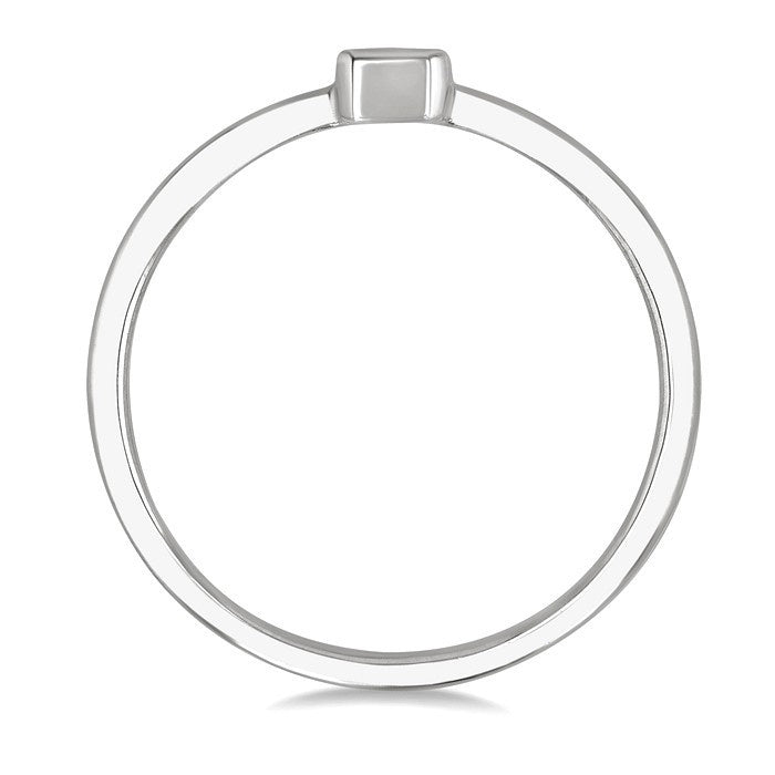 1/6 Ctw Petite Bezel Set Emerald Cut Diamond Fashion Ring in 10K White Gold