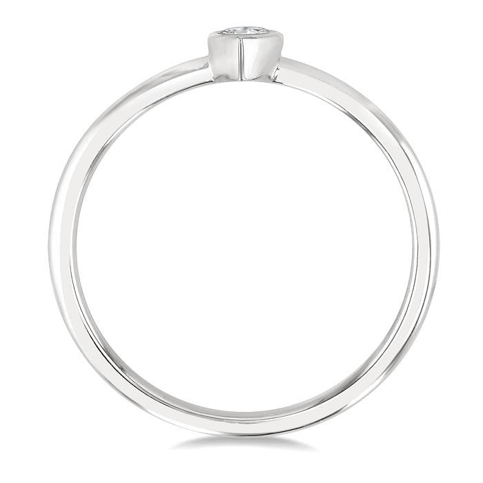 1/6 Ctw Petite Bezel Set Pear Cut Diamond Fashion Ring in 10K White Gold