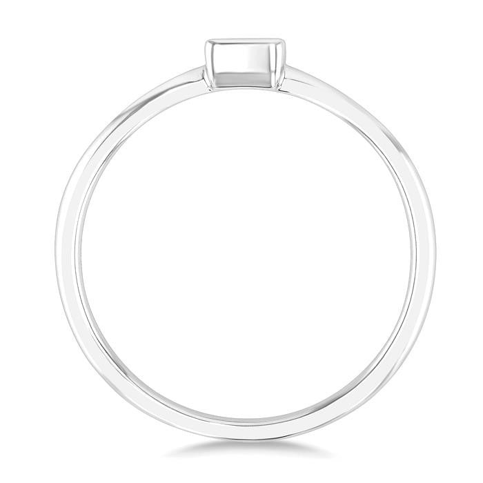 1/6 Ctw Petite Bezel Set Round Cut Diamond Fashion Ring in 10K White Gold