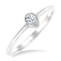 Pear Shape Bezel Set Petite Diamond Fashion Ring