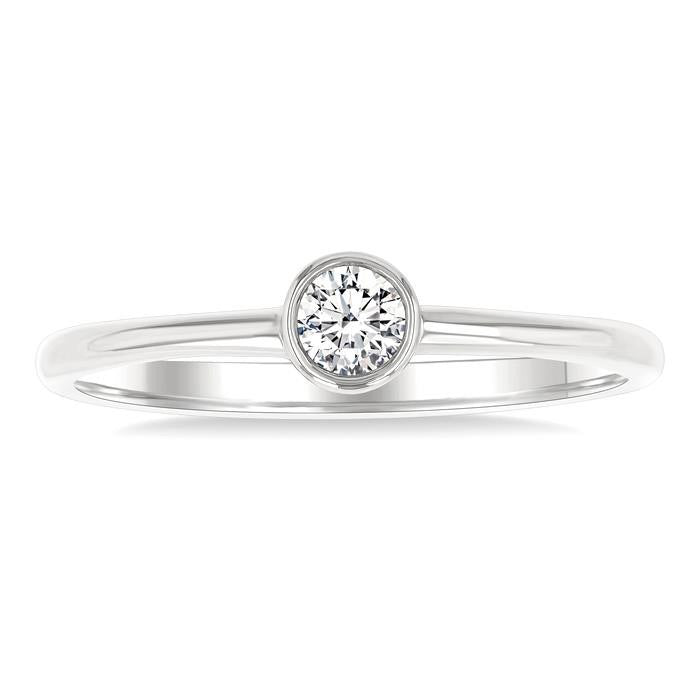 Round Shape Bezel Set Petite Diamond Fashion Ring