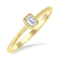 1/6 Ctw Petite Bezel Set Emerald Cut Diamond Fashion Ring in 10K Yellow Gold