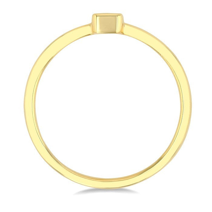1/6 Ctw Petite Bezel Set Emerald Cut Diamond Fashion Ring in 10K Yellow Gold
