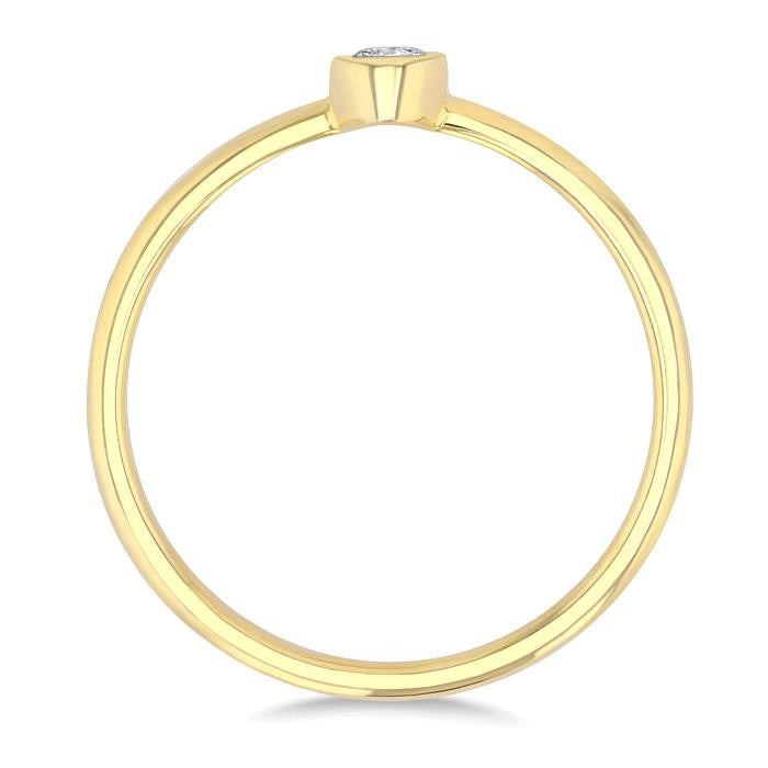 Oval Shape Bezel Set Petite Diamond Fashion Ring