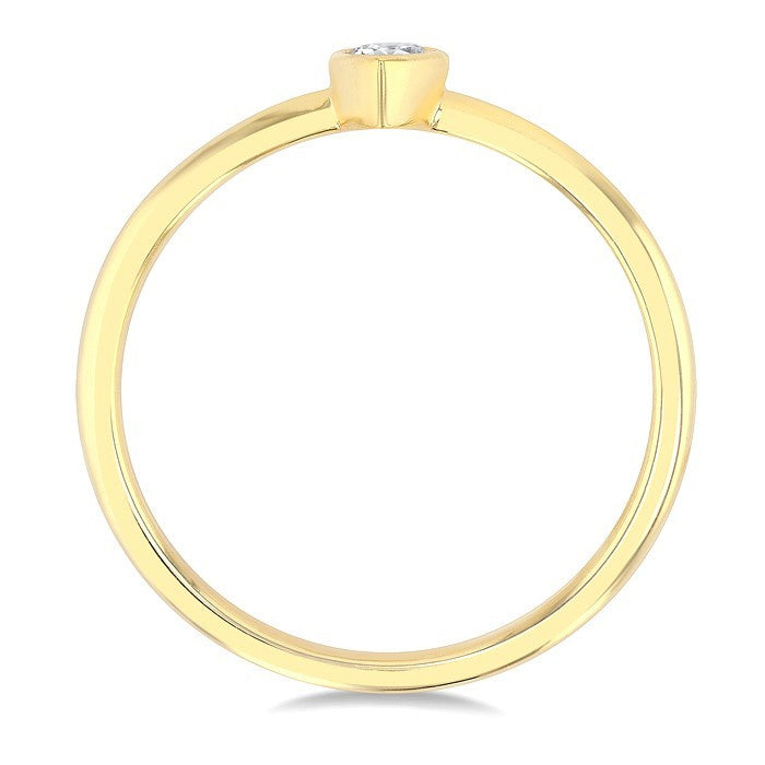 1/6 Ctw Petite Bezel Set Pear Cut Diamond Fashion Ring in 10K Yellow Gold