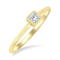 1/6 Ctw Petite Bezel Set Round Cut Diamond Fashion Ring in 10K Yellow Gold