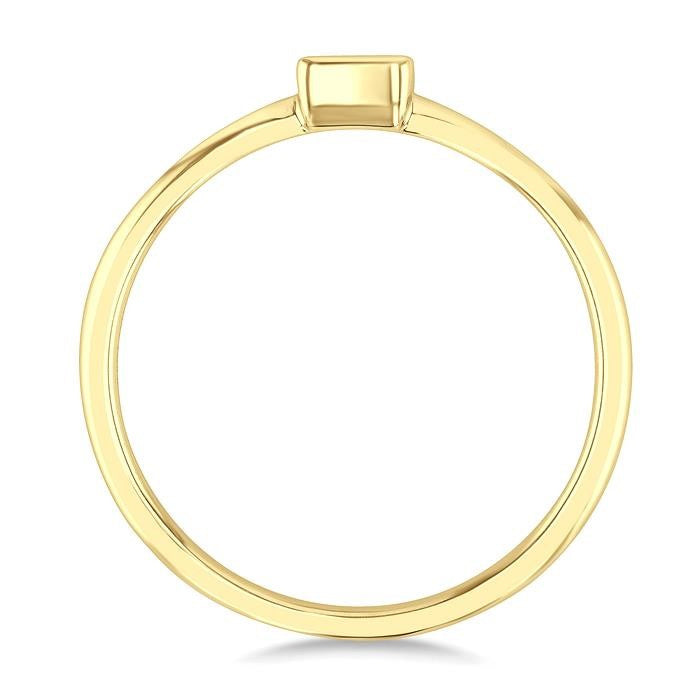 1/6 Ctw Petite Bezel Set Round Cut Diamond Fashion Ring in 10K Yellow Gold