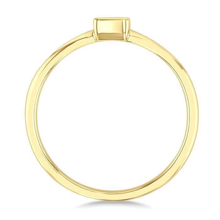 Princess Shape Bezel Set Petite Diamond Fashion Ring