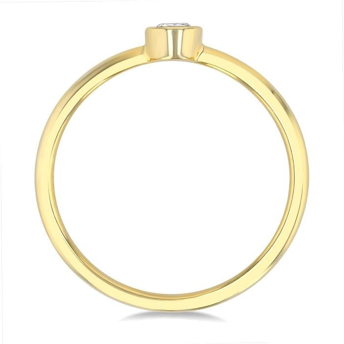 1/6 Ctw Petite Bezel Set Round Cut Diamond Fashion Ring in 10K Yellow Gold