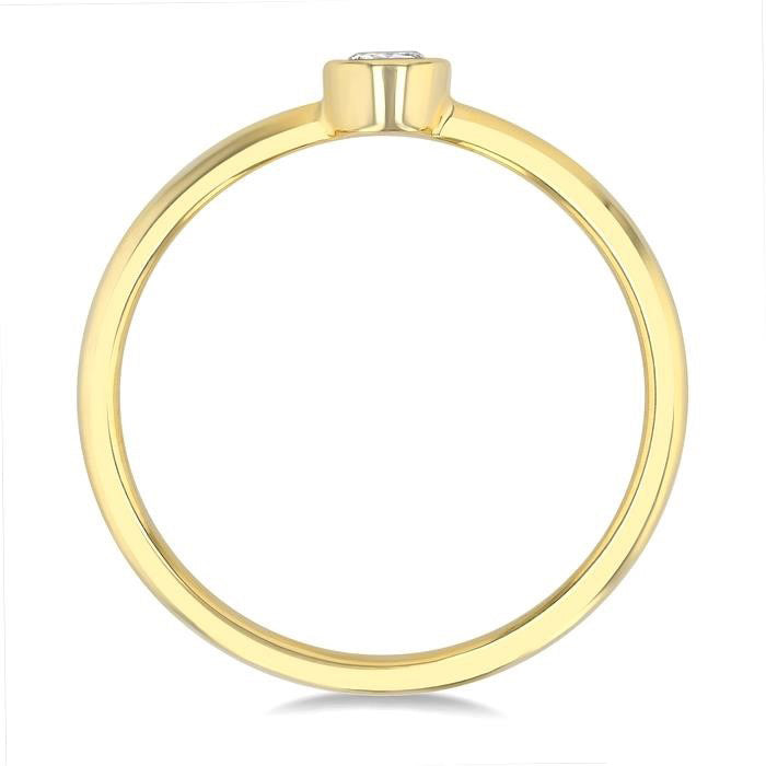 Round Shape Bezel Set Petite Diamond Fashion Ring