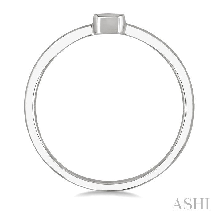 1/6 Ctw Petite Bezel Set Emerald Cut Diamond Fashion Ring in 10K White Gold