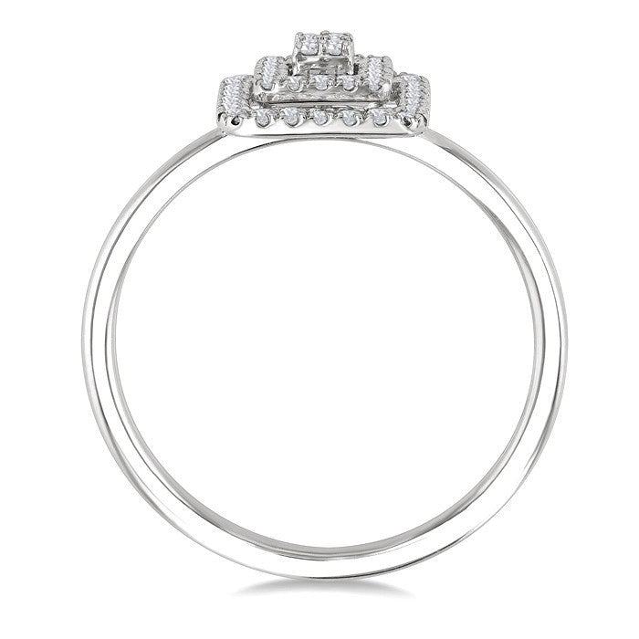 1/6 Ctw Double Halo Square Shape Petite Round Cut Diamond Fashion Ring in 10K White Gold