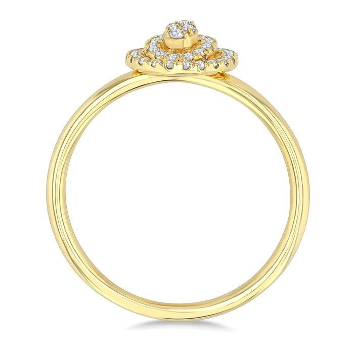 1/6 Ctw Double Halo Oval Shape Petite Round Cut Diamond Fashion Ring in 10K Yellow Gold