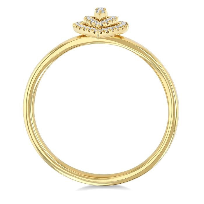 1/6 Ctw Double Halo Pear Shape Petite Round Cut Diamond Fashion Ring in 10K Yellow Gold