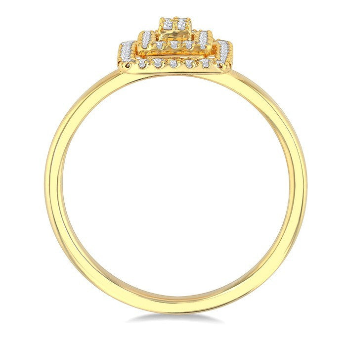1/6 Ctw Double Halo Square Shape Petite Round Cut Diamond Fashion Ring in 10K Yellow Gold