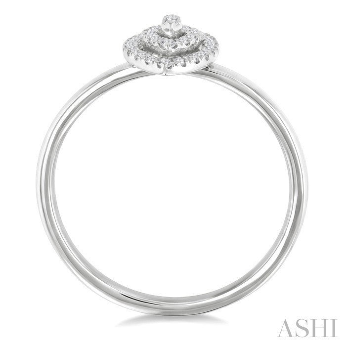 1/6 Ctw Double Halo Marquise Shape Petite Round Cut Diamond Fashion Ring in 10K White Gold