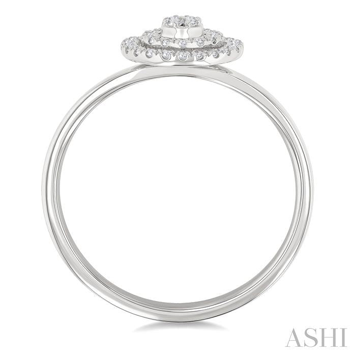 1/6 Ctw Double Halo Round shape Petite Round Cut Diamond Fashion Ring in 10K White Gold