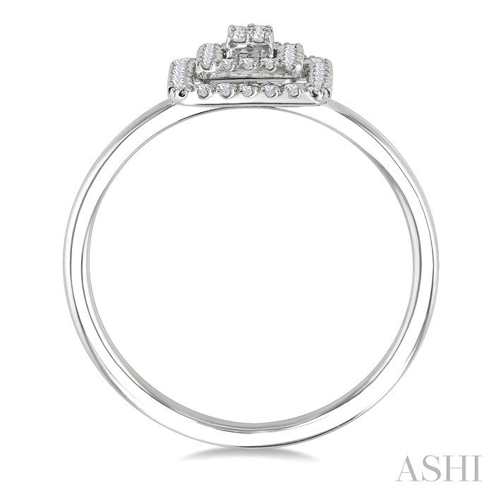 1/6 Ctw Double Halo Square Shape Petite Round Cut Diamond Fashion Ring in 10K White Gold