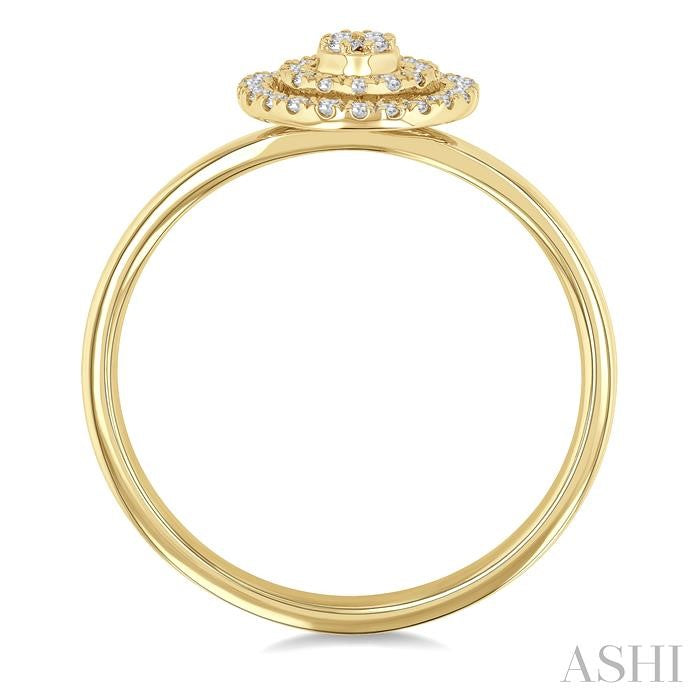 1/6 Ctw Double Halo Round shape Petite Round Cut Diamond Fashion Ring in 10K Yellow Gold