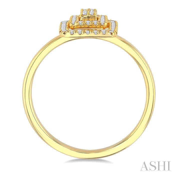 1/6 Ctw Double Halo Square Shape Petite Round Cut Diamond Fashion Ring in 10K Yellow Gold