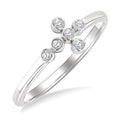1/20 Ctw Round Cut Diamond 6-Stone Bezel Set Cross Petite Ring in 10K White Gold