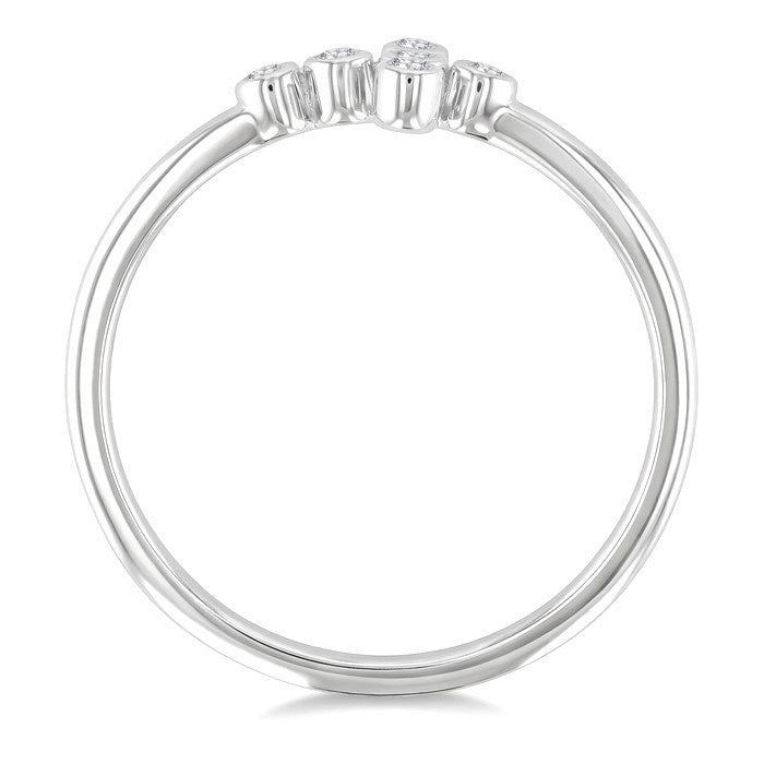 1/20 Ctw Round Cut Diamond 6-Stone Bezel Set Cross Petite Ring in 10K White Gold