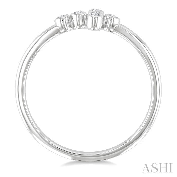1/20 Ctw Round Cut Diamond 6-Stone Bezel Set Cross Petite Ring in 10K White Gold