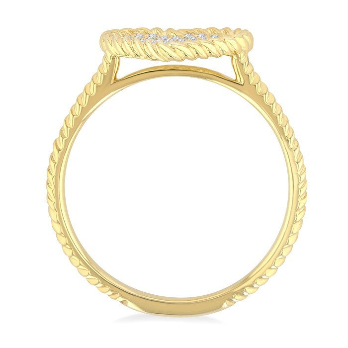 1/5 Ctw Round Cut Diamond Rope Border Heart Motif Fashion Ring in 10K Yellow Gold