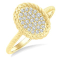 1/5 Ctw Oval Shape Rope Accent Round Cut Diamond Fashion Ring in 10K Yellow Gold