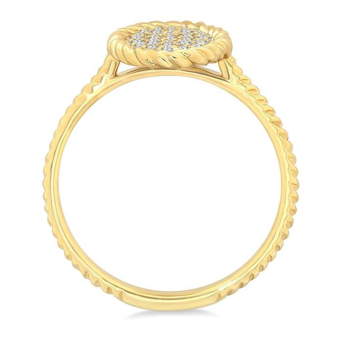 1/5 Ctw Oval Shape Rope Accent Round Cut Diamond Fashion Ring in 10K Yellow Gold