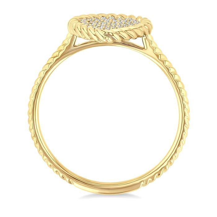 1/5 Ctw Pear Shape Rope Accent Round Cut Diamond Fashion Ring in 10K Yellow Gold