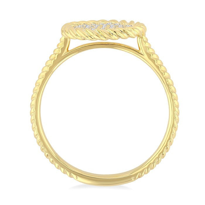 1/5 Ctw Round Cut Diamond Rope Border Circle Motif Fashion Ring in 10K Yellow Gold
