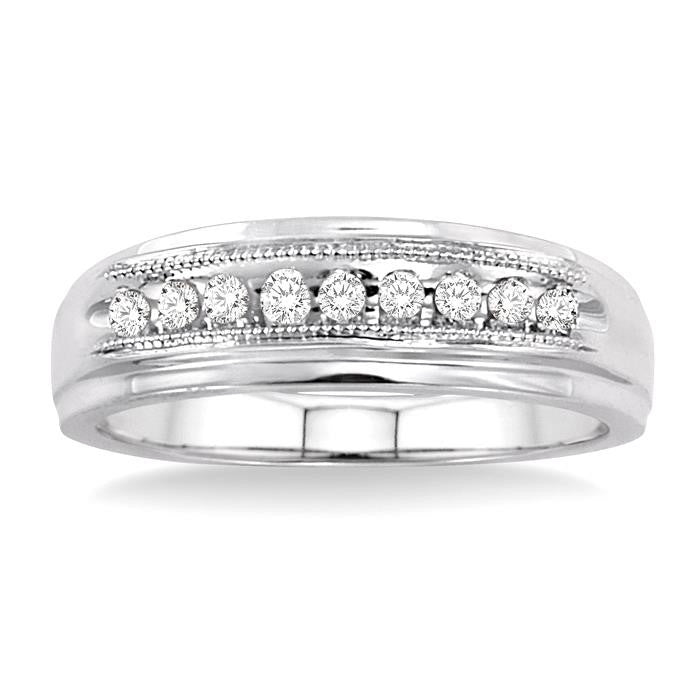 1/8 Ctw Round Cut Diamond Women's Ring in 14K White Gold
