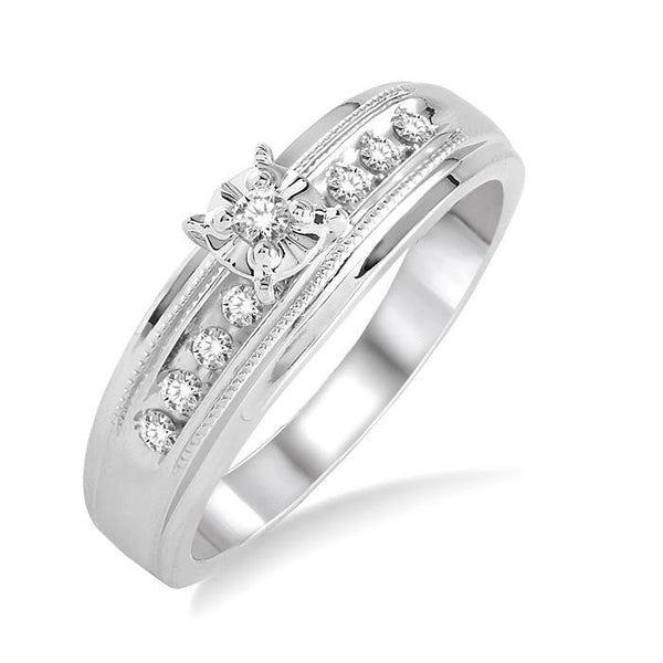 1/8 Ctw Round Cut Diamond Engagement Ring in 10K White Gold