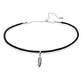 Black Leather Choker with Feather Pendant